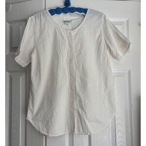 VTG Cotton Connection White 100% Cotton Button-Front Relaxed Shirt Top Women’s M